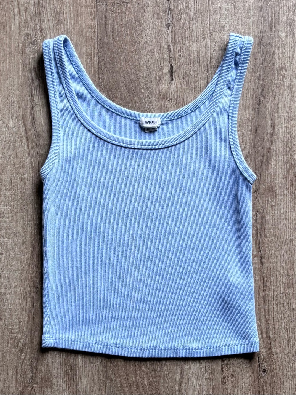 Garage Ribbed Crop Tank Top in Light Blue